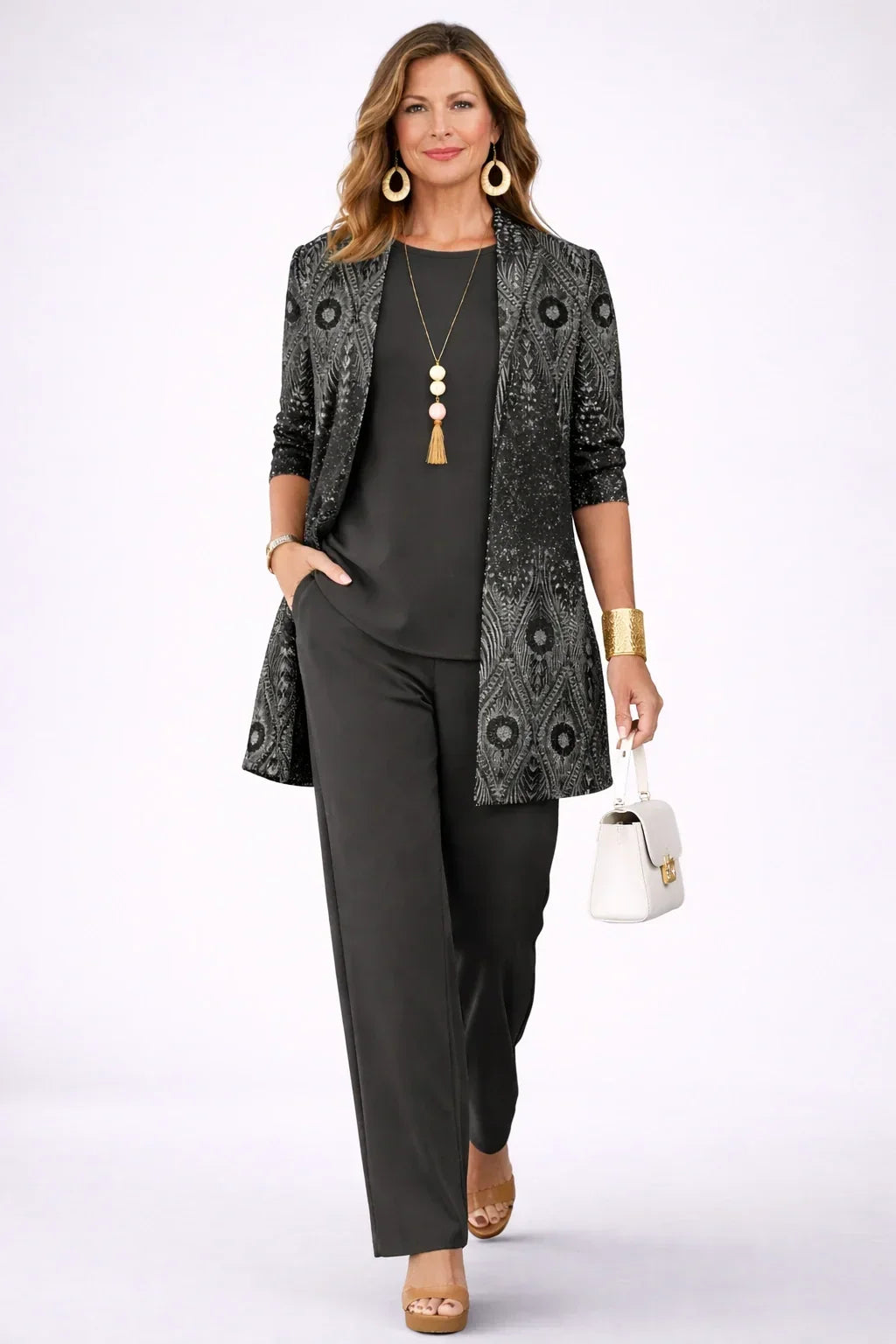 Vera | Black & Silver Paisley Three-Piece Set