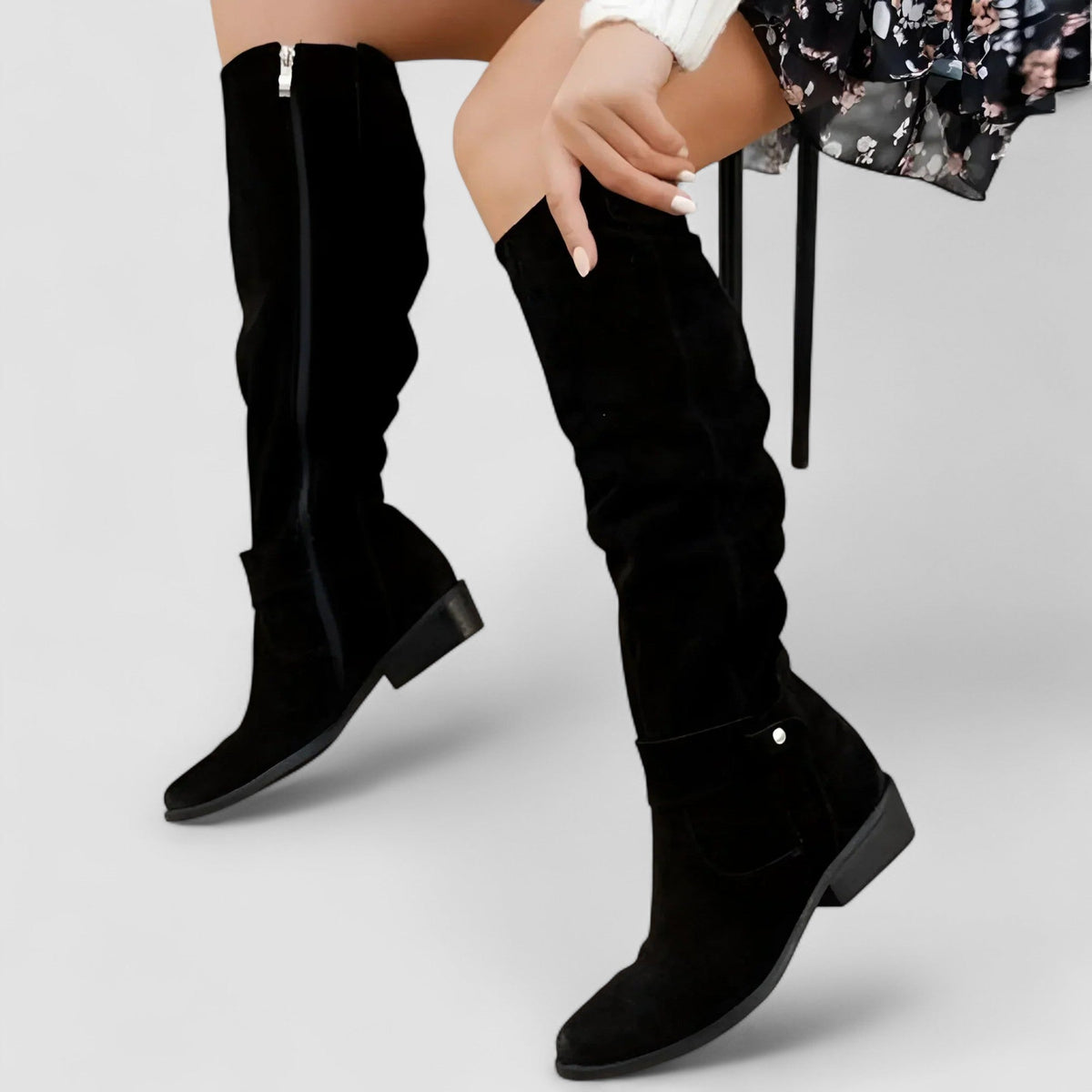 Charlotte suede-look knee-high boots