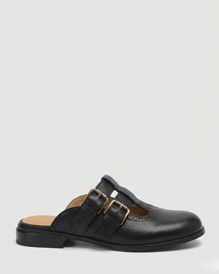 Theodora Mule Heels | Soft Leather, Comfortable Block Heel