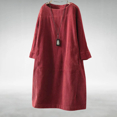 Amy corduroy midi dress in Red