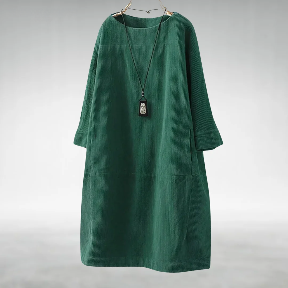 Amy corduroy midi dress in Green