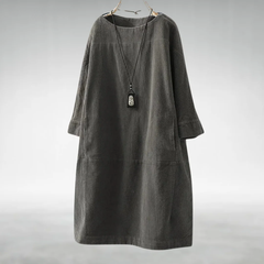 Amy corduroy midi dress in Gray