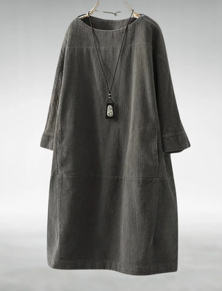 Amy corduroy midi dress in Gray