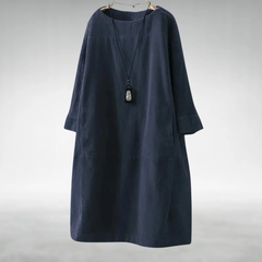 Amy corduroy midi dress in Dark Blue
