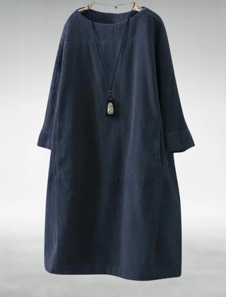 Amy corduroy midi dress in Dark Blue