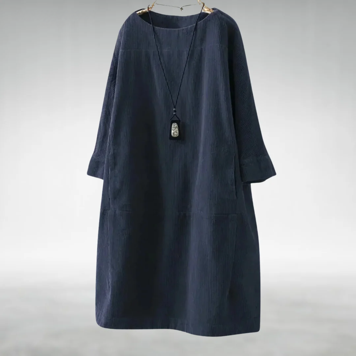 Amy corduroy midi dress in Dark Blue