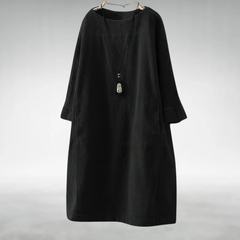 Amy corduroy midi dress in Black