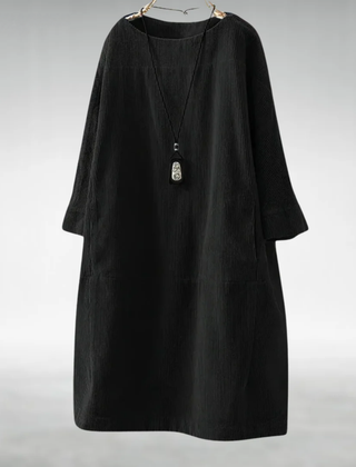 Amy corduroy midi dress in Black