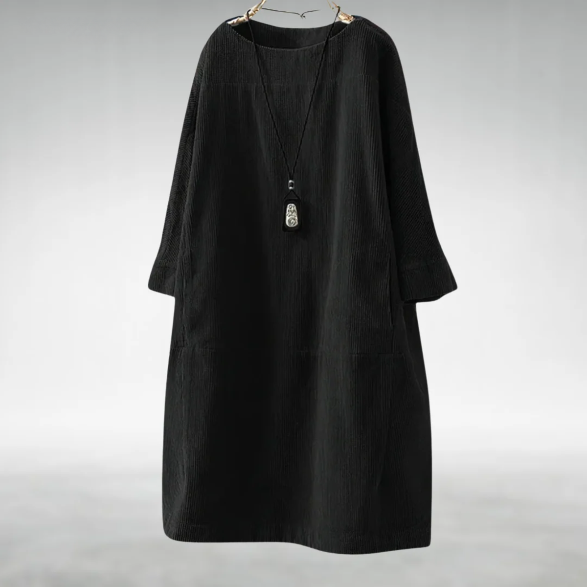 Amy corduroy midi dress in Black