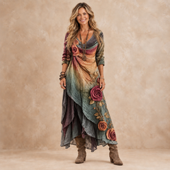 Rosalie layered floral bohemian maxi dress