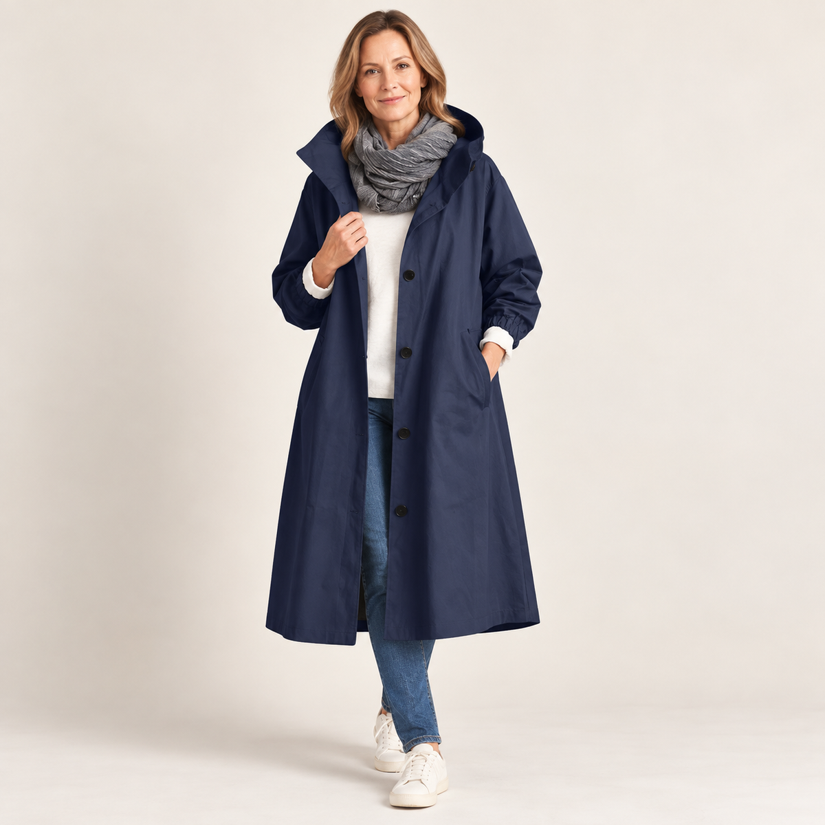 Audrey™ | Elegant Hooded Trench Coat