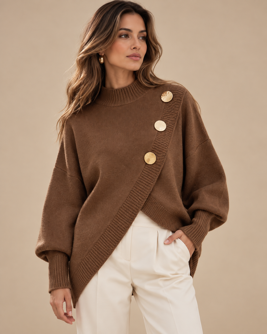 Marisse |  Button Turtleneck Sweater
