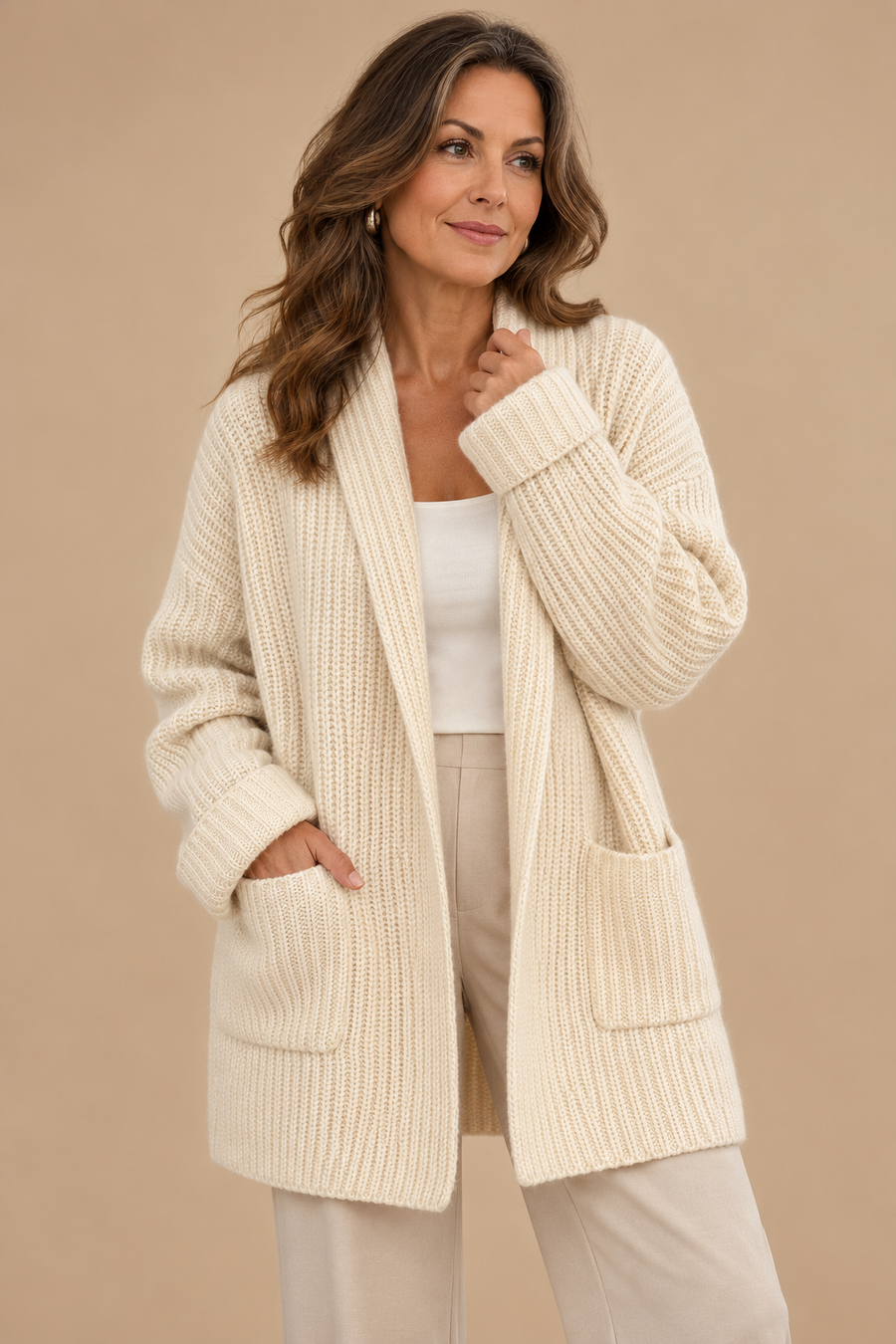 Marissa | Women’s Open-Front Longline Knit Cardigan with Pockets