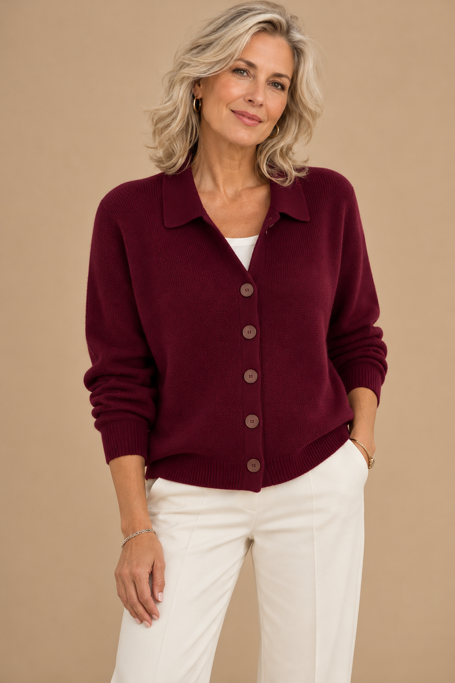 Josephine™ | Button-Front Collared Cardigan