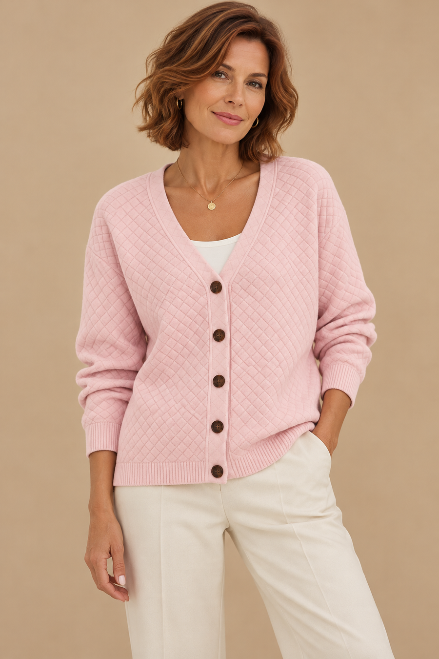 Laverne™ | Quilted Button-Front Cardigan