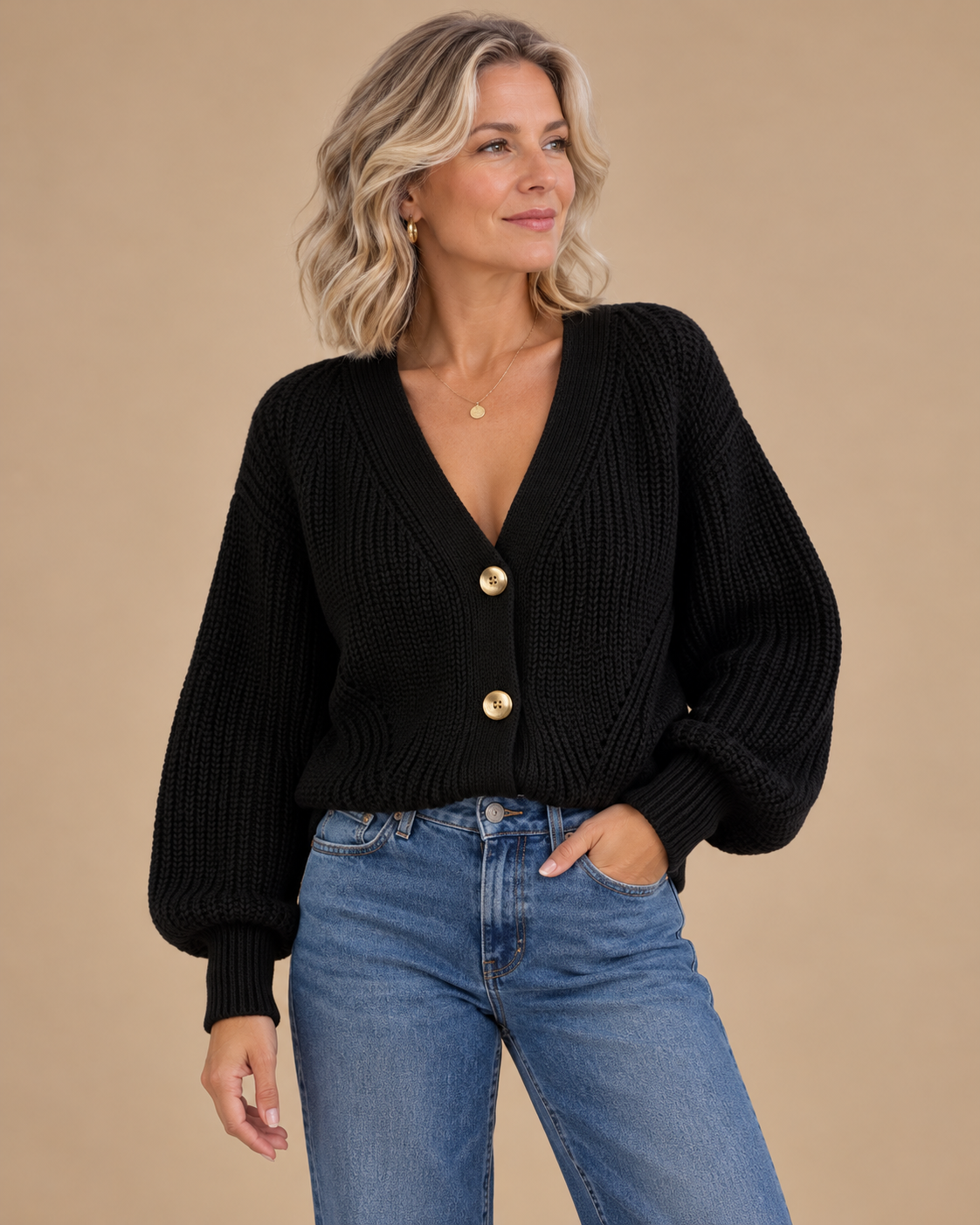 Serena | Women’s Chunky Knit V-Neck Cardigan