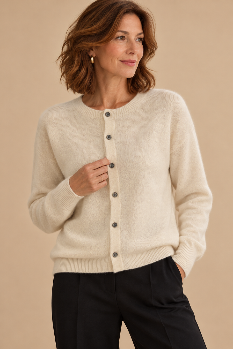 Vera | Cosy Round Neck Button Knitted Winter Cardigan