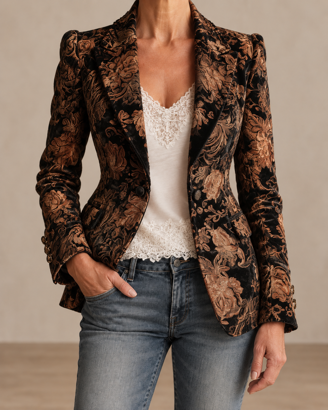 Women’s Floral Print Tailored Blazer