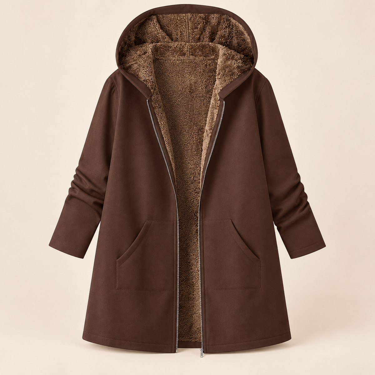 Ava | Cozy Sherpa-Lined Hooded Coat
