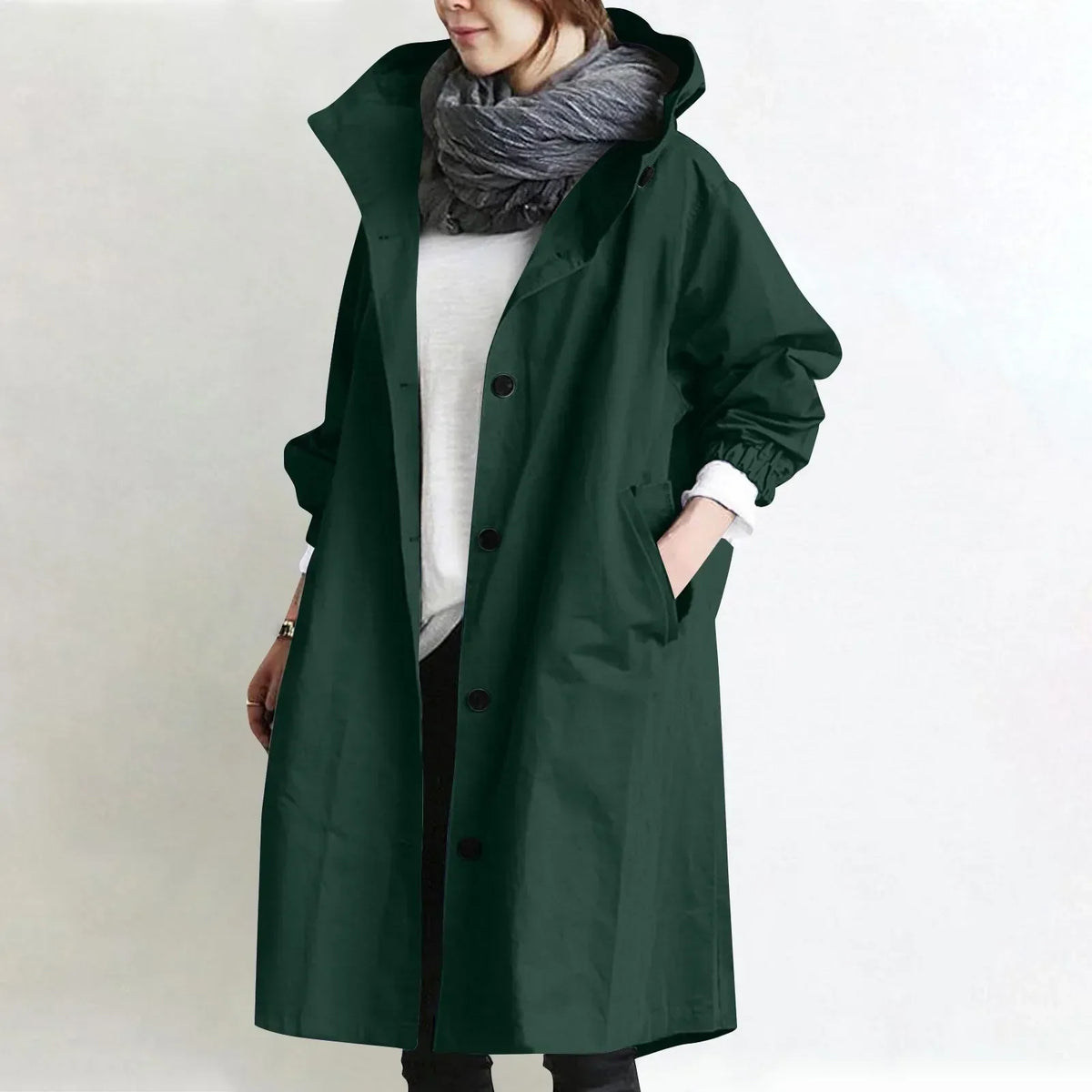 Audrey™ | Elegant Hooded Trench Coat