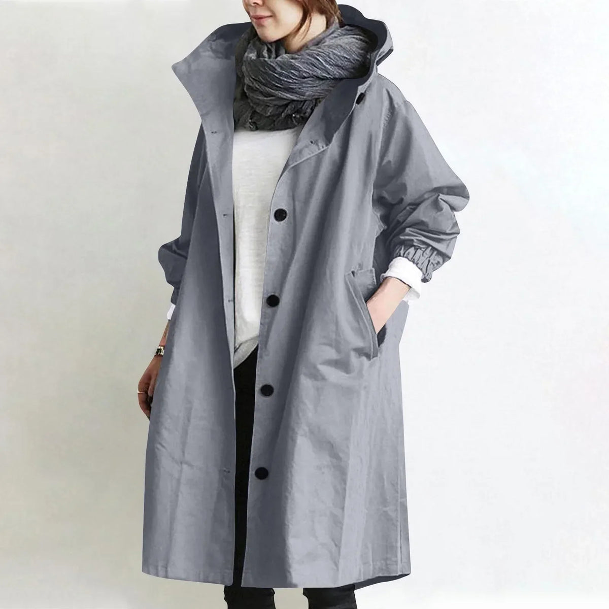 Audrey™ | Elegant Hooded Trench Coat
