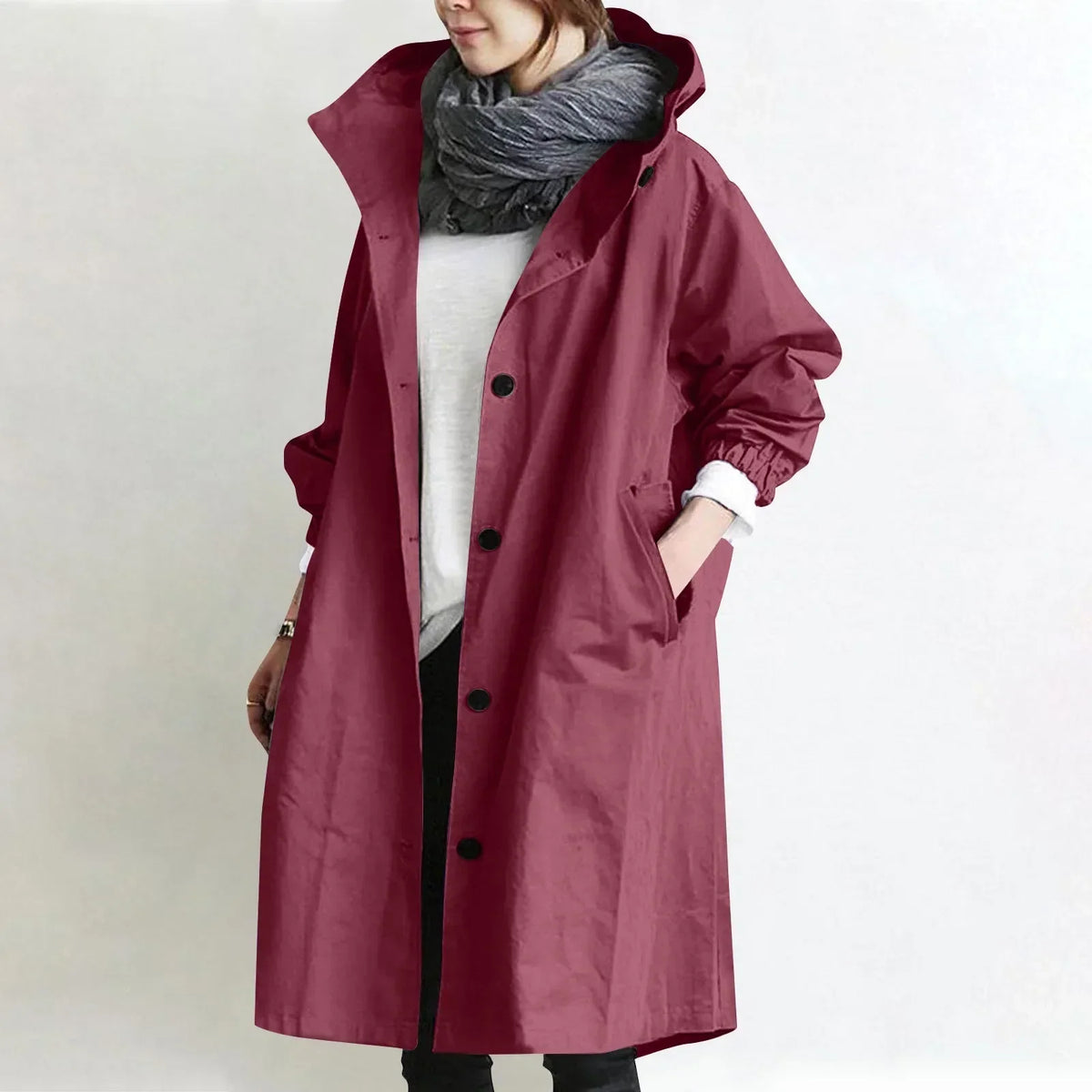 Audrey™ | Elegant Hooded Trench Coat