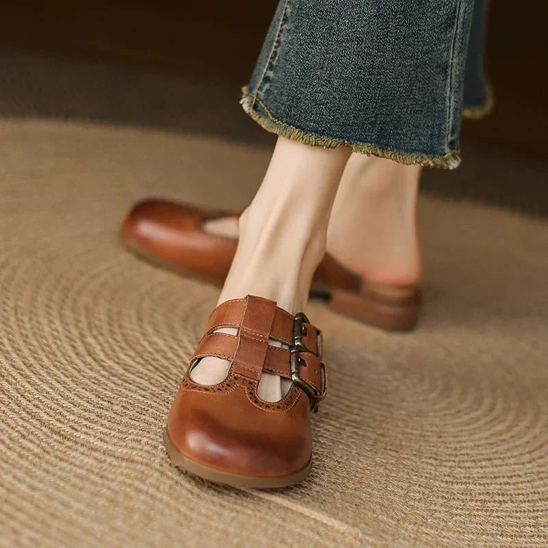 Theodora Mule Heels | Soft Leather, Comfortable Block Heel