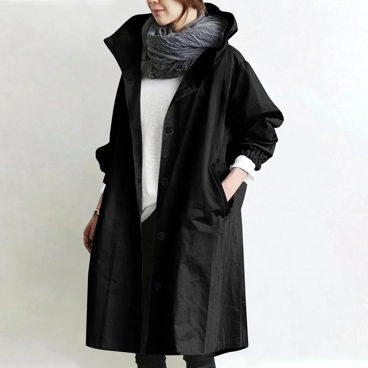 Audrey™ | Elegant Hooded Trench Coat