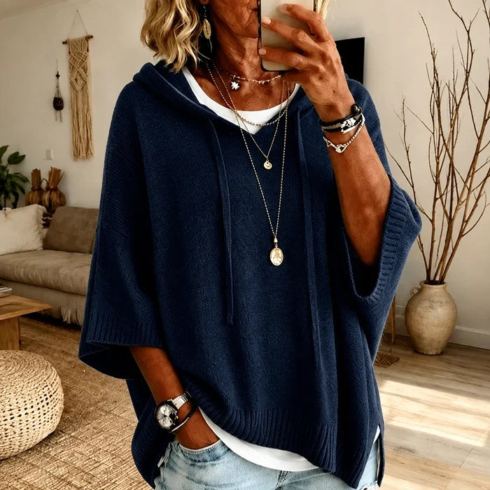 Camille | Hooded Knit Poncho