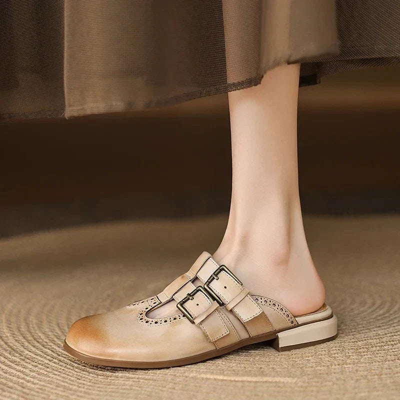 Theodora Mule Heels | Soft Leather, Comfortable Block Heel