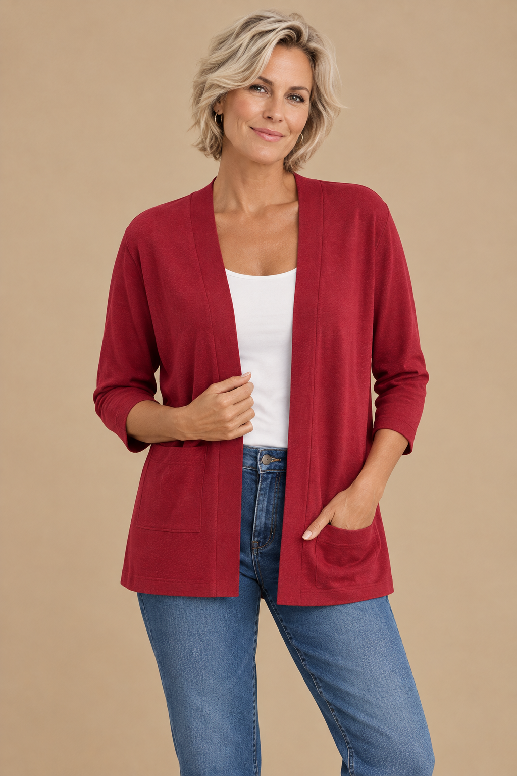 Women's Soft Viscose Blend Cropped Cardigan | Relaxed Open Front Sweater