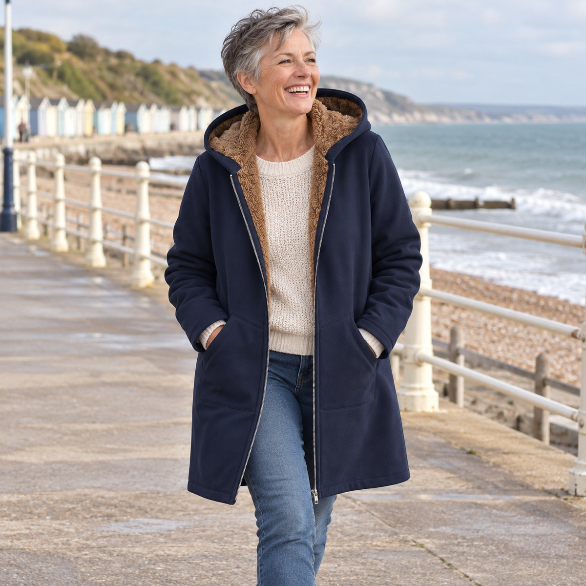 Ava | Cozy Sherpa-Lined Hooded Coat