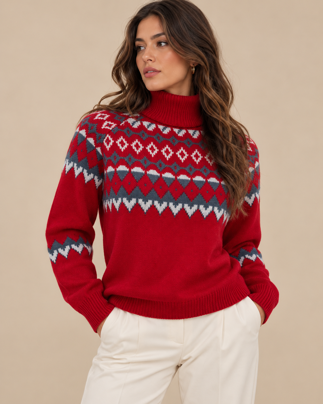 Adeline Women's Fair Isle Turtleneck Sweater