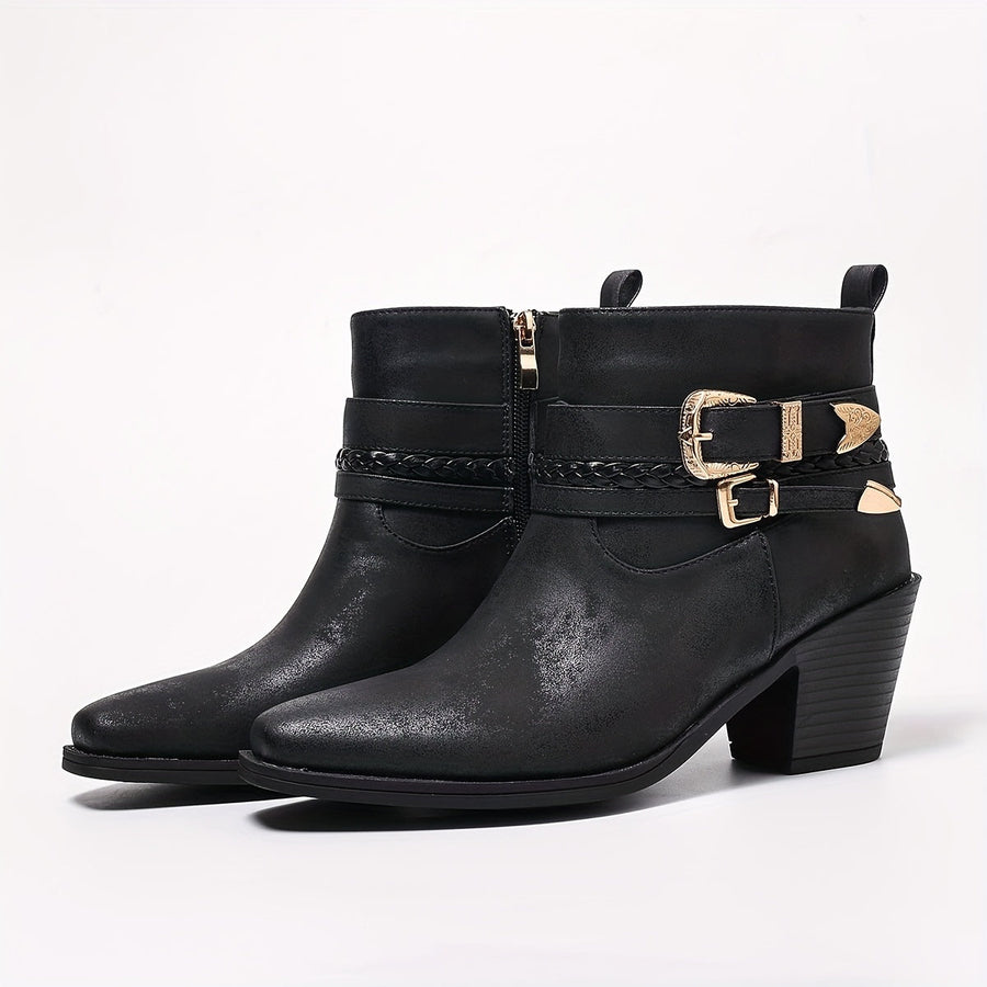 Cecilia™ | Buckle-Detail Heeled Ankle Boots