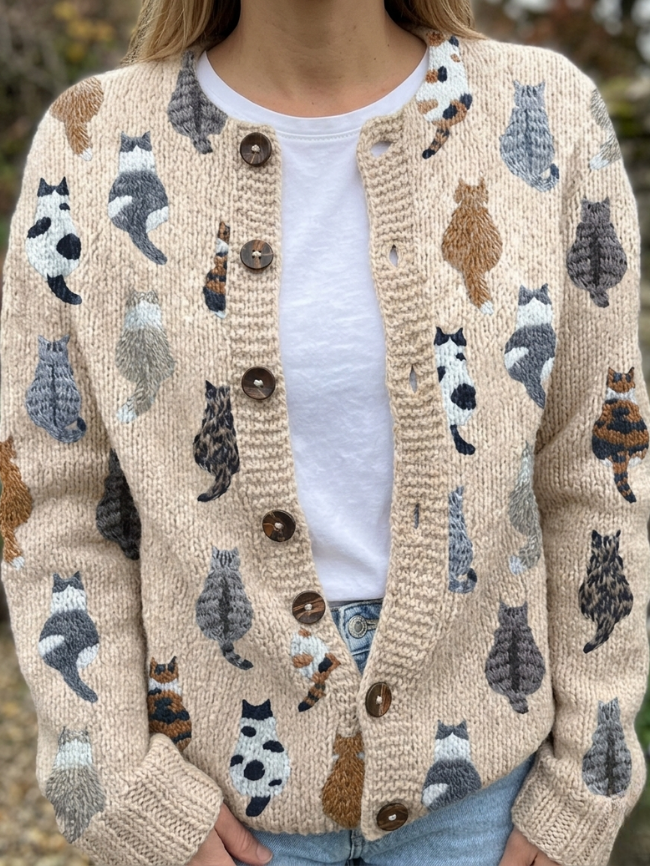 Zaira | Artistic Cardigan with Cats