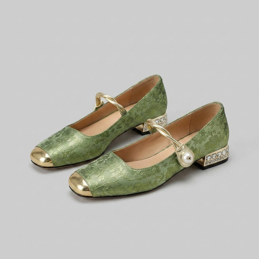 Pera Mary Jane Flats | Embroidered Satin, Comfortable Slip-On Design
